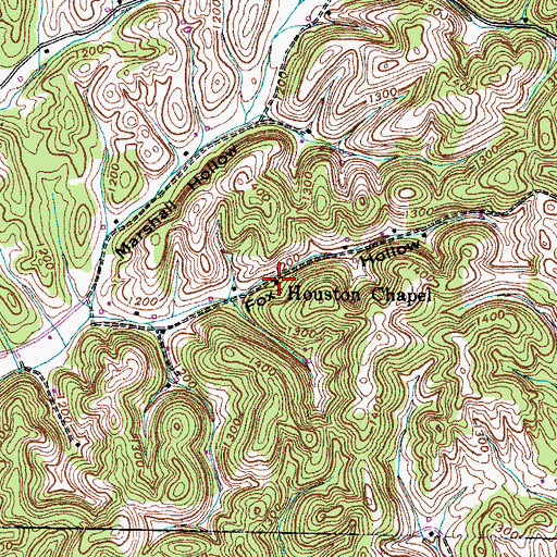 Topographic Map of Houston Chapel, TN