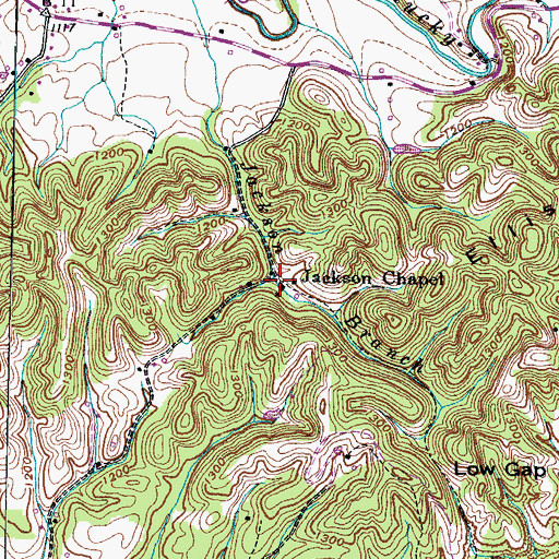 Topographic Map of Jackson Chapel, TN