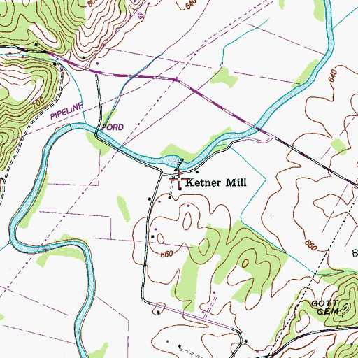 Topographic Map of Ketner Mill, TN
