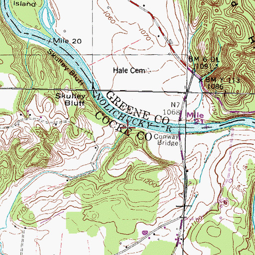 Topographic Map of Knob Creek, TN