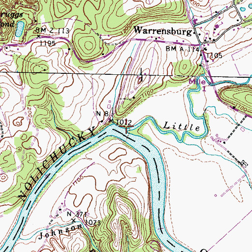 Topographic Map of Little Chucky Creek, TN