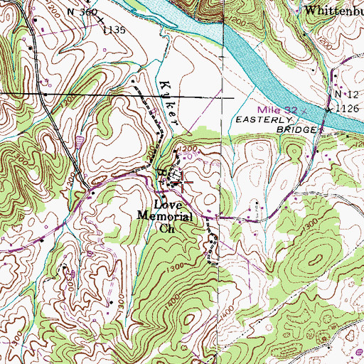 Topographic Map of Love Memorial Church, TN