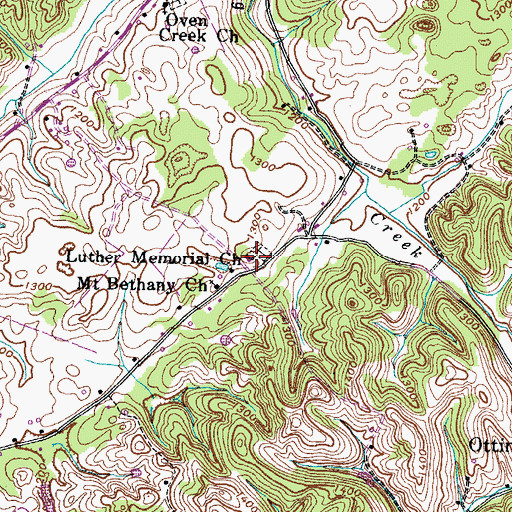 Topographic Map of Luther Memorial Church, TN
