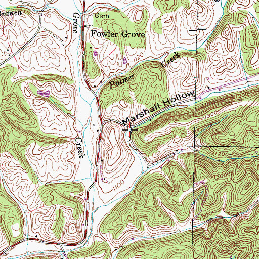 Topographic Map of Marshall Hollow, TN