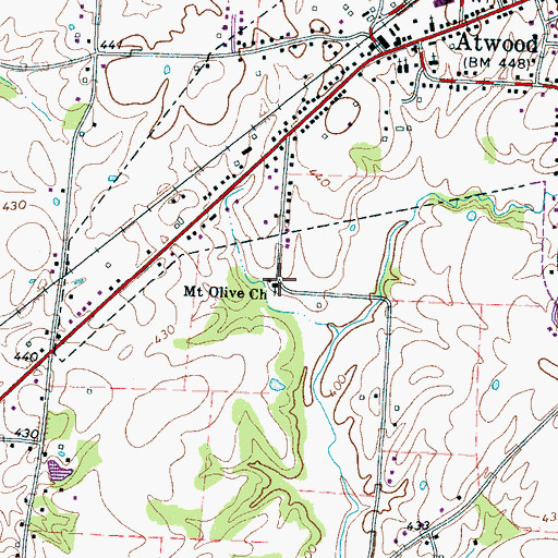 Topographic Map of Mount Olive Church, TN