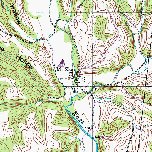 Topographic Map of Mount Zion Church, TN