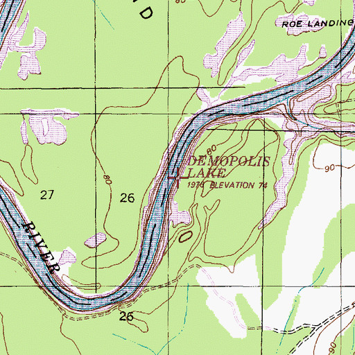 Topographic Map of Reddicks Ferry (historical), AL