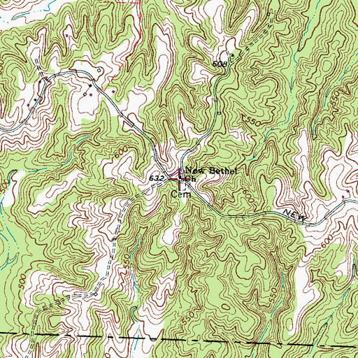 Topographic Map of New Bethel Baptist Church, TN