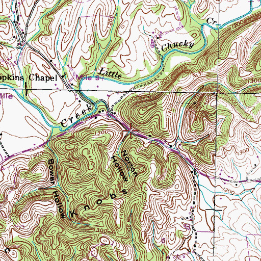 Topographic Map of Norton Hollow, TN