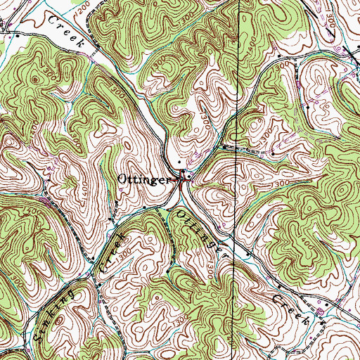 Topographic Map of Ottinger, TN