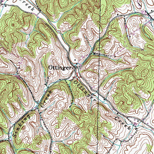 Topographic Map of Ottinger Creek, TN