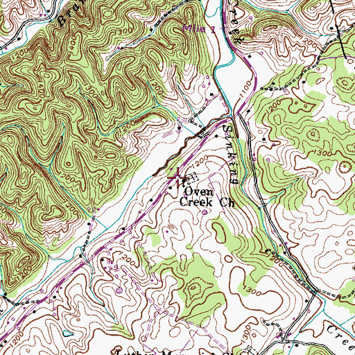 Topographic Map of Oven Creek Church, TN