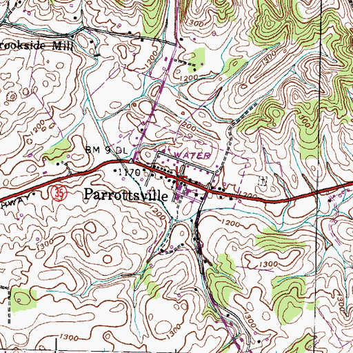 Topographic Map of Parrottsville, TN