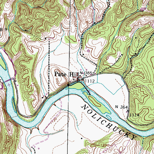 Topographic Map of Pate Hill, TN