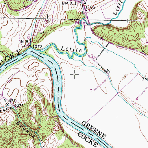 Topographic Map of Warrensburg Airport (historical), TN