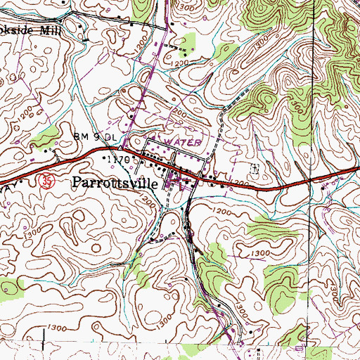 Topographic Map of Parrotsville Elementary School, TN