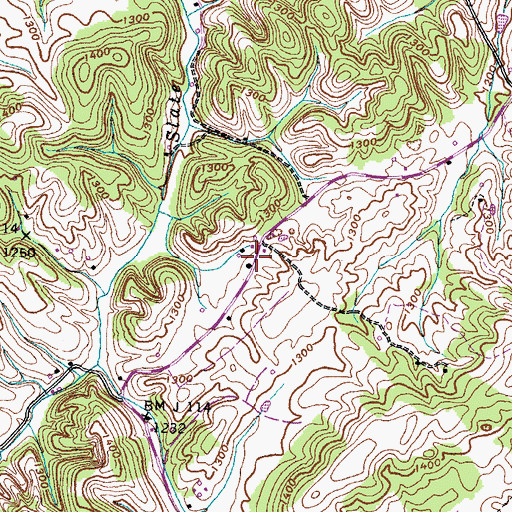 Topographic Map of Poplar Springs School (historical), TN