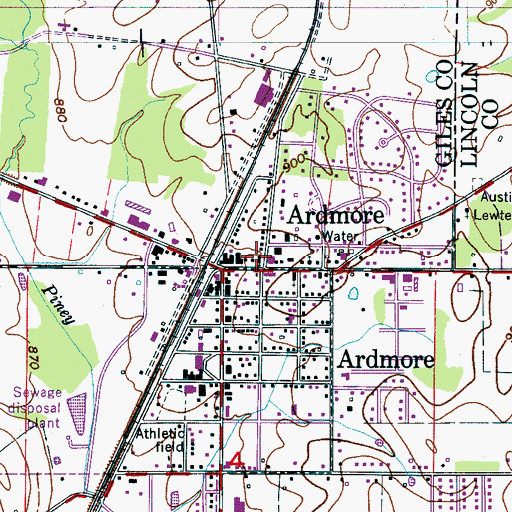 Topographic Map of Ardmore United Methodist Church, TN