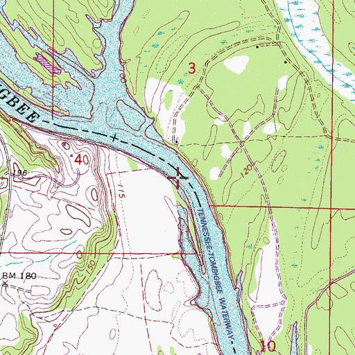 Topographic Map of River Bend Hunting and Fishing Club, AL