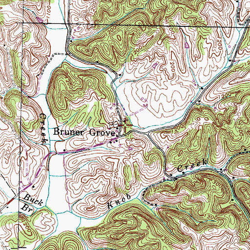 Topographic Map of Bruners Grove School (historical), TN
