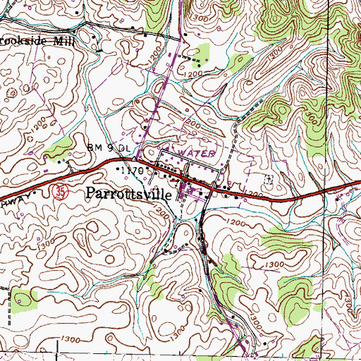 Topographic Map of Parrottsville United Methodist Church, TN