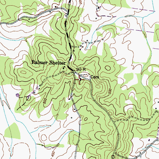 Topographic Map of Palmer Shelter United Methodist Church, TN