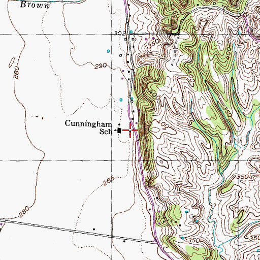 Topographic Map of Cunningham Church, TN
