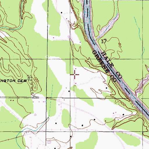Topographic Map of Rivers Bend Hunting Club, AL