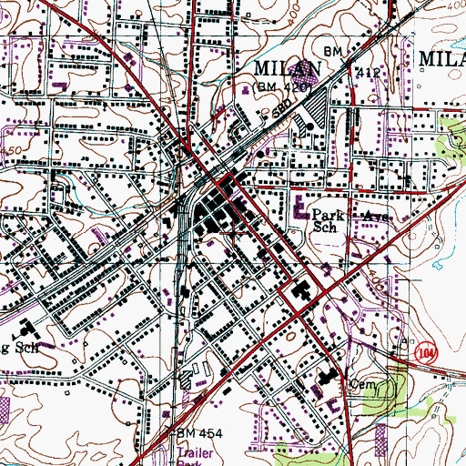 Topographic Map of Milan First Baptist Church, TN