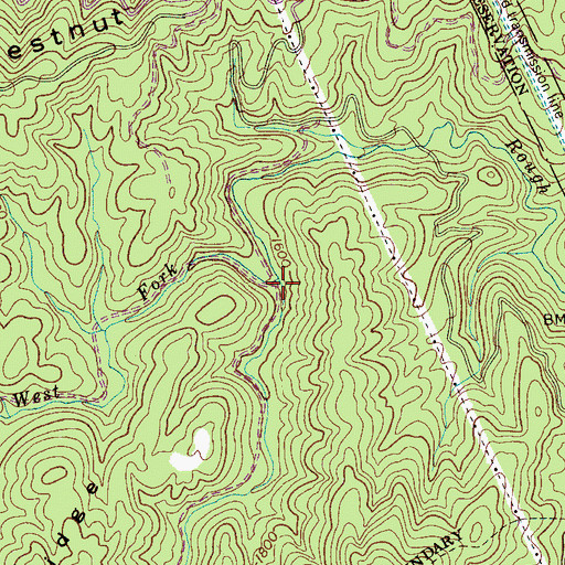 Topographic Map of West Fork Rough Creek, TN
