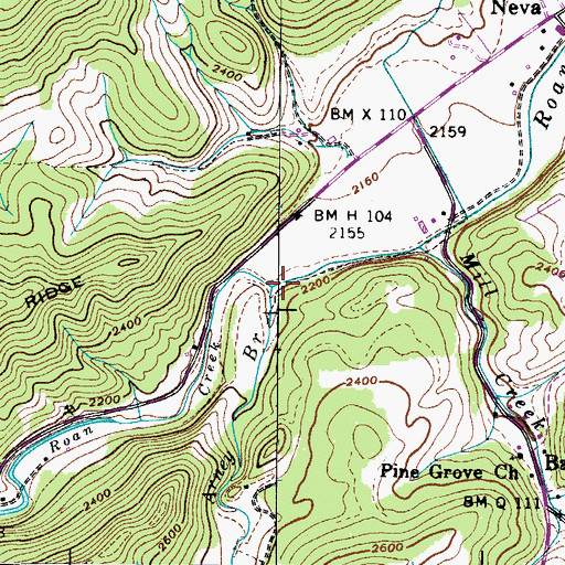 Topographic Map of Avery Branch, TN