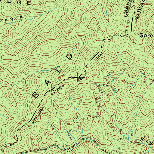 Topographic Map of Bald Mountains, TN