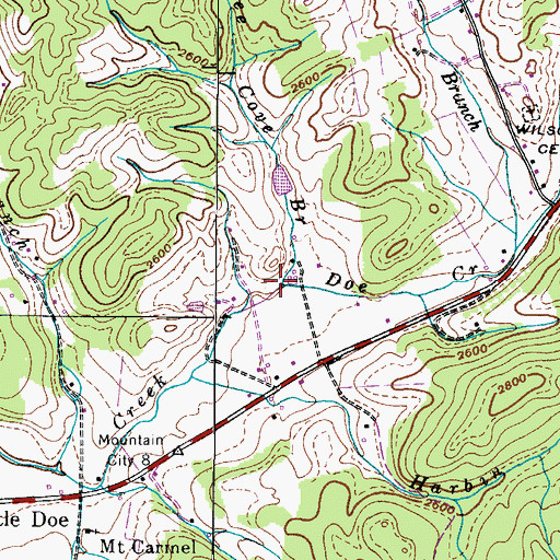 Topographic Map of Bee Cove Branch, TN