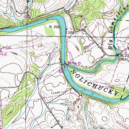 Topographic Map of Big Limestone Creek, TN