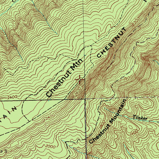 Topographic Map of Chestnut Mountain, TN