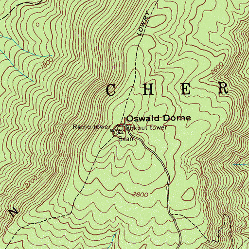 Topographic Map of Chilhowee Mountain, TN