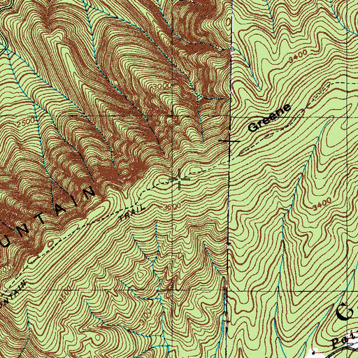 Topographic Map of Greene Mountain Trail, TN