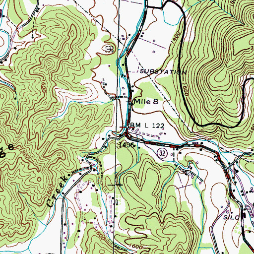 Topographic Map of Indian Camp Creek, TN