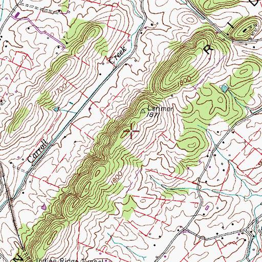 Topographic Map of Indian Ridge, TN