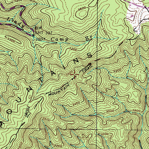 Topographic Map of Iron Mountain Trail, TN