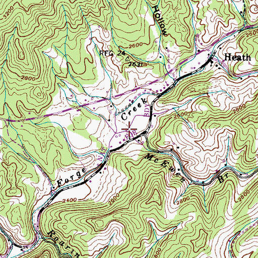 Topographic Map of McEwen Branch, TN