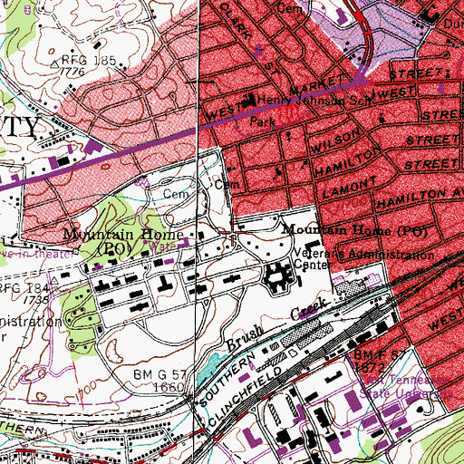 Topographic Map of Mountain Home, TN
