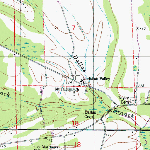 Topographic Map of Saint Matthews, AL