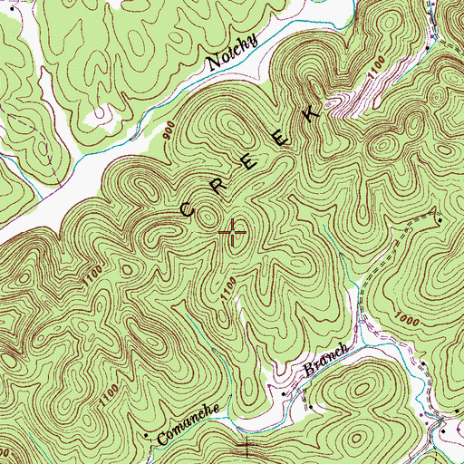 Topographic Map of Notchy Creek Knobs, TN