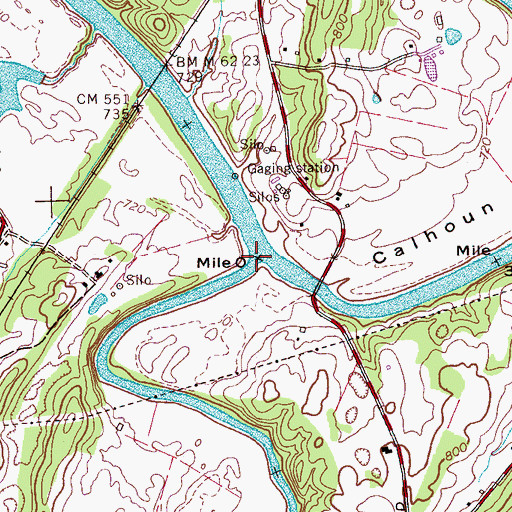 Topographic Map of Ocoee River, TN