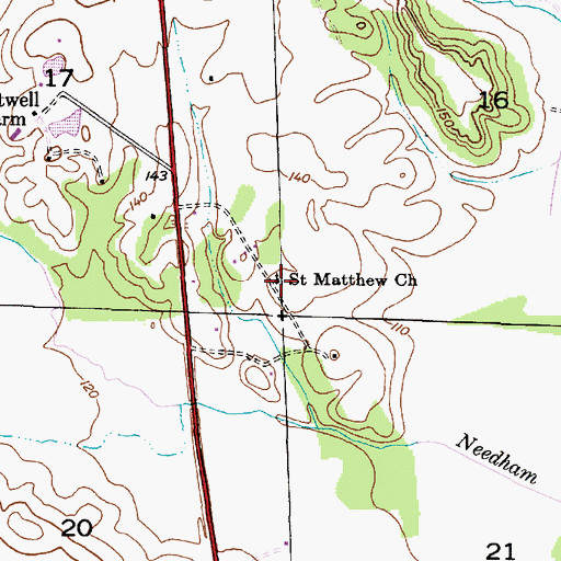 Topographic Map of Saint Matthews School (historical), AL