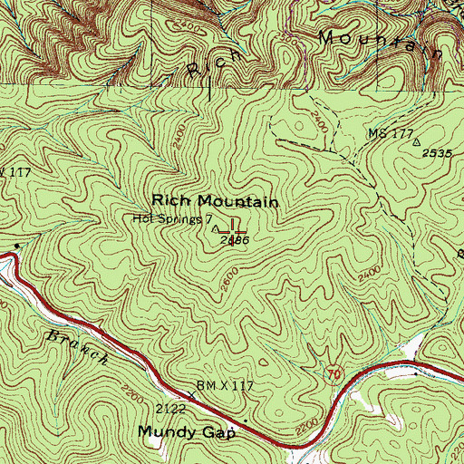 Topographic Map of Rich Mountain, TN