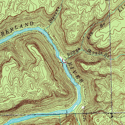 Topographic Map of Rough Shoals Branch, TN