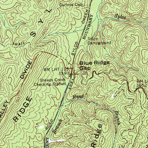 Topographic Map of Sheeds Creek Checking Station, TN