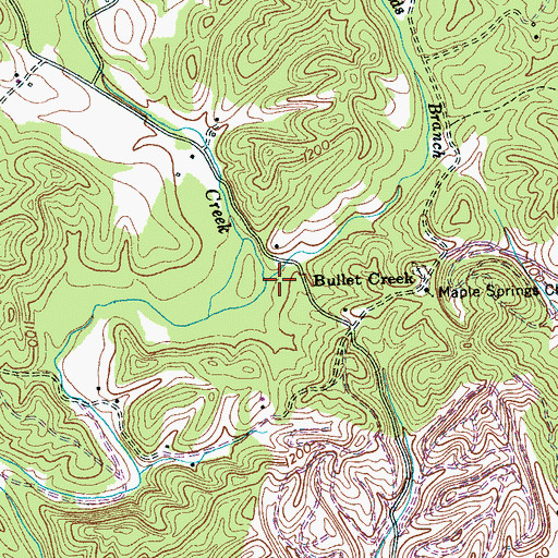 Topographic Map of Sheilds Branch, TN